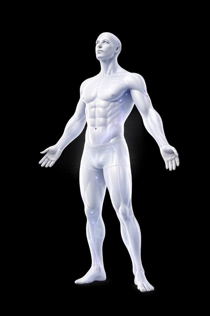 Athletic figure highlighting peptide research goals
